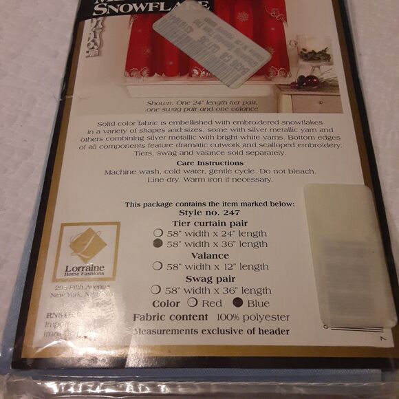 Vintage Lorraine New Metallic Snowflake Tiers Holidays Cafe Panels x2 - Picture 4 of 4